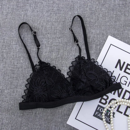 Women Sexy Lace Bra Wire Free Unpadded Lingerie Floral Lace Bralette Female Ultra Thin Sexy Brassiere Girls Underwear A/B Cup - ZOOMNSTORE