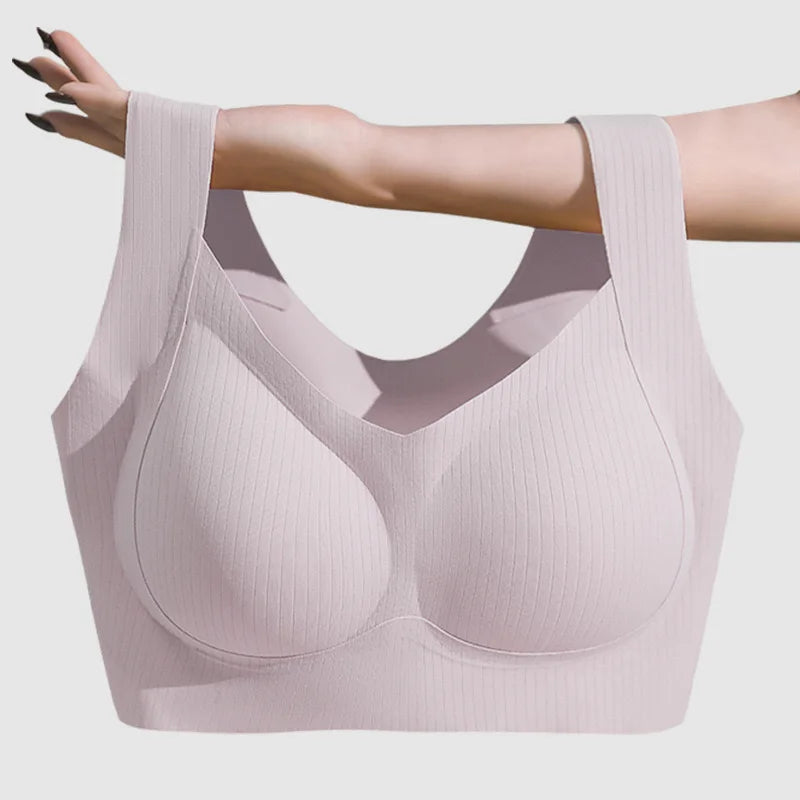 Comfortable, One-piece, Traceless Fixed Cup, Women's Underwear, Beautiful Back Sports Vest, Sleep Large Size Bra Thin - ZOOMNSTORE