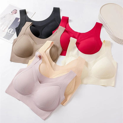 Comfortable, One-piece, Traceless Fixed Cup, Women's Underwear, Beautiful Back Sports Vest, Sleep Large Size Bra Thin - ZOOMNSTORE