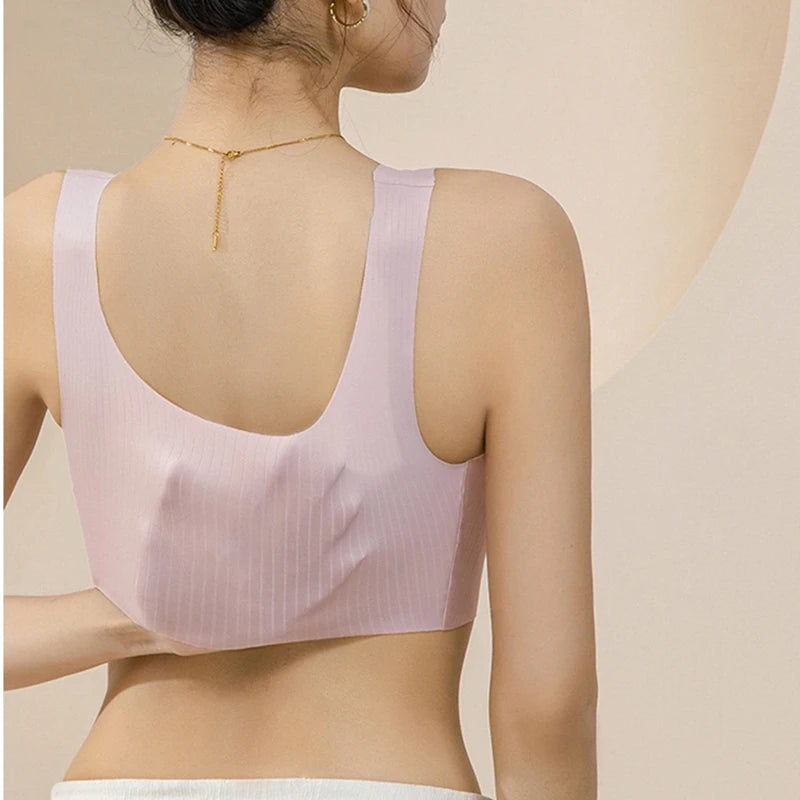 Comfortable, One-piece, Traceless Fixed Cup, Women's Underwear, Beautiful Back Sports Vest, Sleep Large Size Bra Thin - ZOOMNSTORE