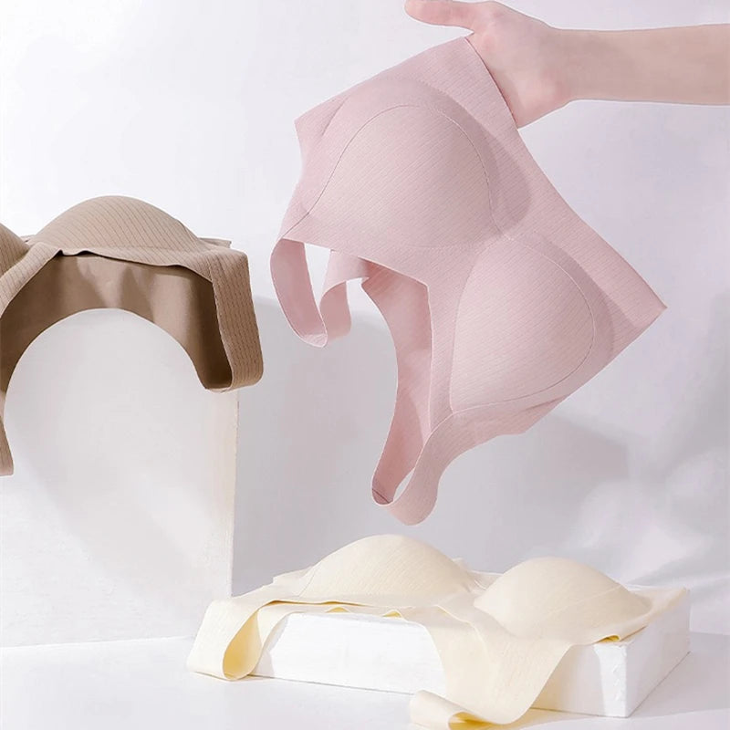 Comfortable, One-piece, Traceless Fixed Cup, Women's Underwear, Beautiful Back Sports Vest, Sleep Large Size Bra Thin - ZOOMNSTORE