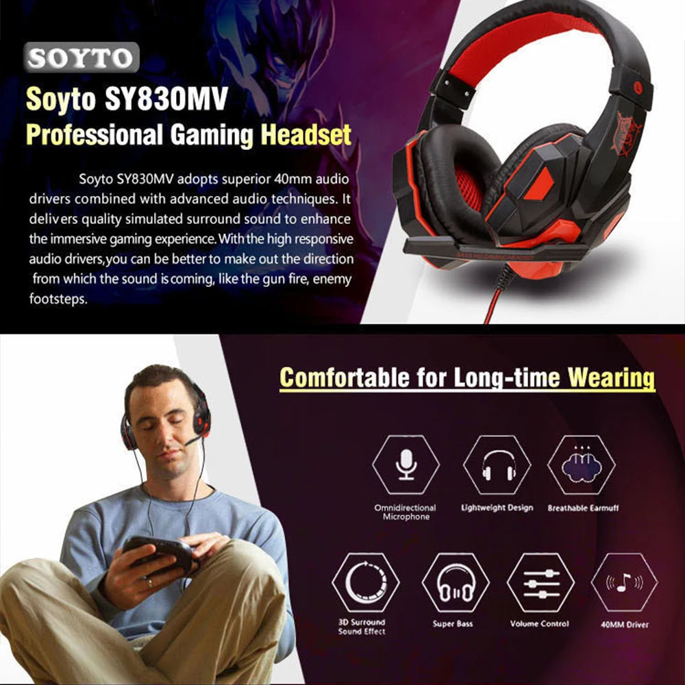 Wired Gaming Headphones – 3.5MM Stereo Bass Headset With Microphone For PC, PS4, Xbox - ZOOMNSTORE