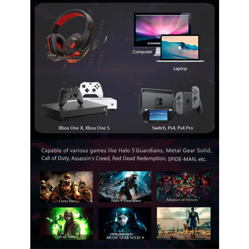 Wired Gaming Headphones – 3.5MM Stereo Bass Headset With Microphone For PC, PS4, Xbox - ZOOMNSTORE