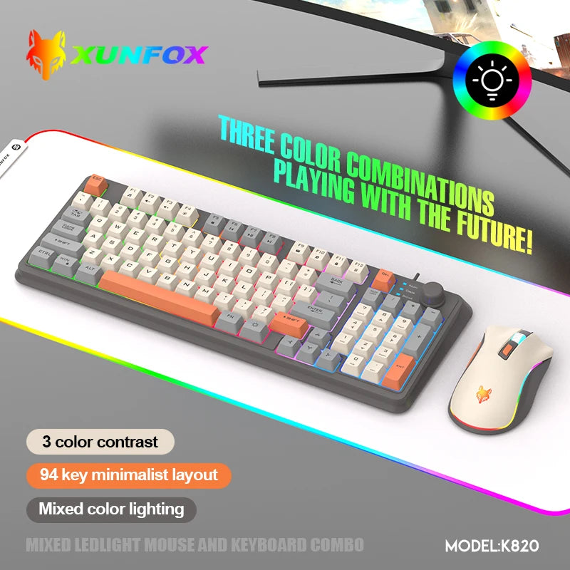 K820 USB Wired Game Keyboard Mouse Set Illuminated Desktop/Laptop Home Office Female Male Keyboard - ZOOMNSTORE