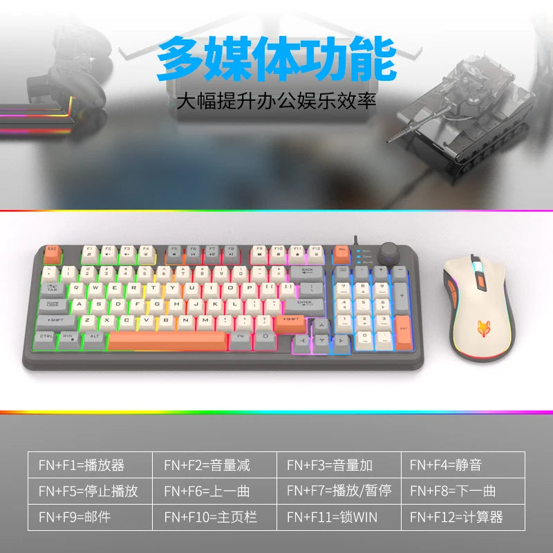K820 USB Wired Game Keyboard Mouse Set Illuminated Desktop/Laptop Home Office Female Male Keyboard - ZOOMNSTORE