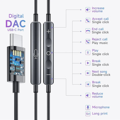 Wired In Ear Headphones – USB Type C Headphones With Microphone & Volume Control - ZOOMNSTORE
