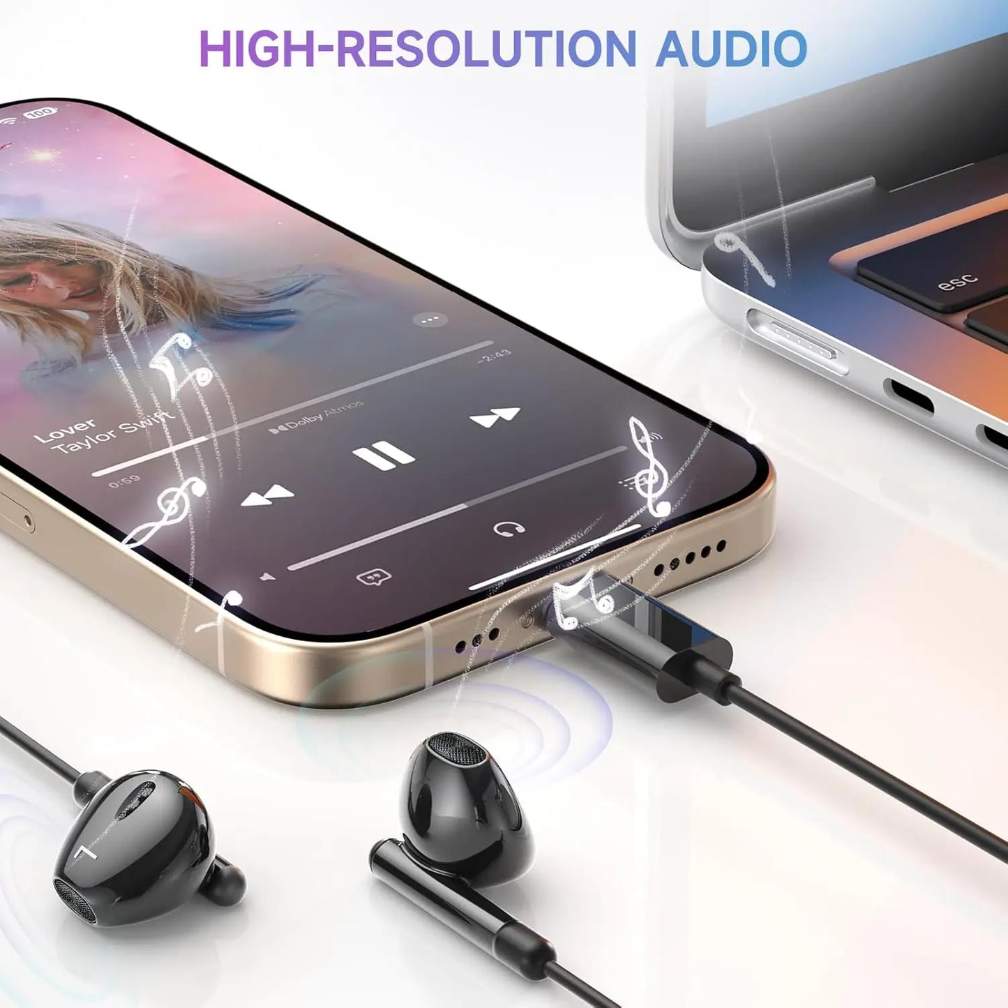 Wired In Ear Headphones – USB Type C Headphones With Microphone & Volume Control - ZOOMNSTORE