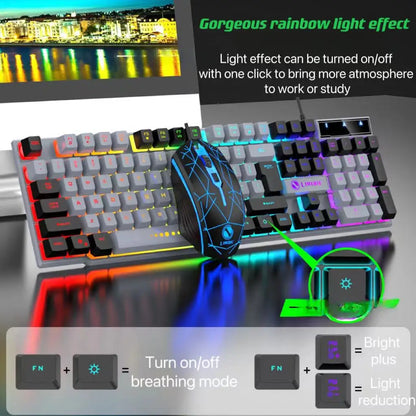 Wired Keyboard And Mouse Set Usb Luminous Mechanical Keyboard And Mouse Set For PC Laptop Computer Game Office - ZOOMNSTORE