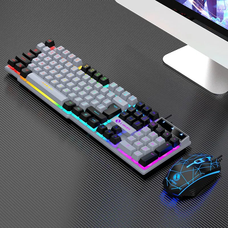 Wired Keyboard And Mouse Set Usb Luminous Mechanical Keyboard And Mouse Set For PC Laptop Computer Game Office - ZOOMNSTORE