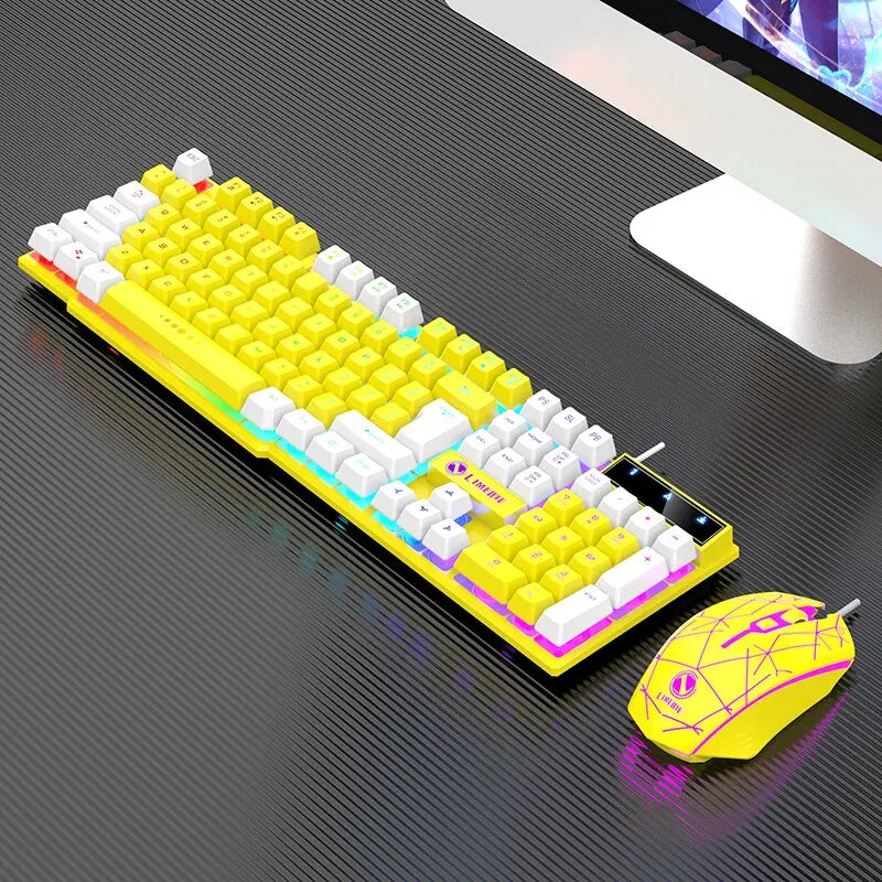Wired Keyboard And Mouse Set Usb Luminous Mechanical Keyboard And Mouse Set For PC Laptop Computer Game Office - ZOOMNSTORE