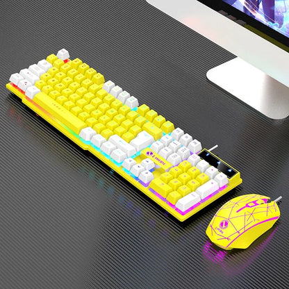 Wired Keyboard And Mouse Set Usb Luminous Mechanical Keyboard And Mouse Set For PC Laptop Computer Game Office - ZOOMNSTORE