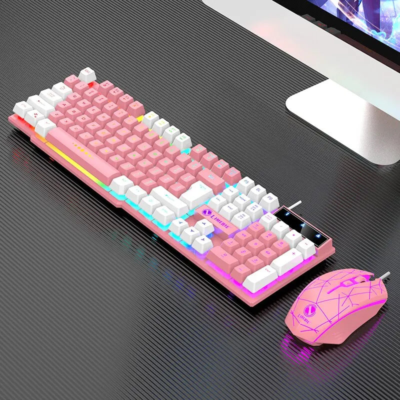 Wired Keyboard And Mouse Set Usb Luminous Mechanical Keyboard And Mouse Set For PC Laptop Computer Game Office - ZOOMNSTORE