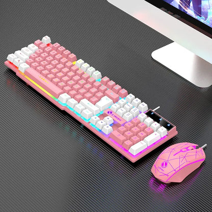 Wired Keyboard And Mouse Set Usb Luminous Mechanical Keyboard And Mouse Set For PC Laptop Computer Game Office - ZOOMNSTORE