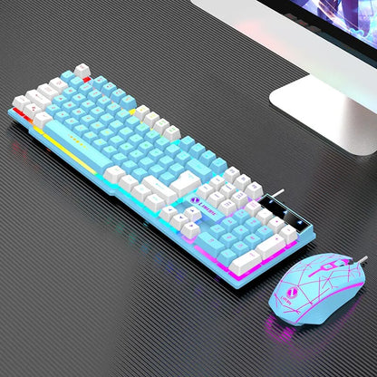 Wired Keyboard And Mouse Set Usb Luminous Mechanical Keyboard And Mouse Set For PC Laptop Computer Game Office - ZOOMNSTORE
