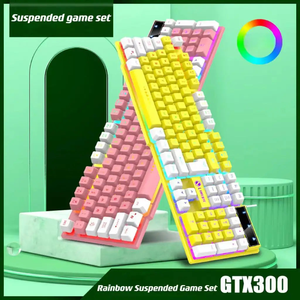 Wired Keyboard And Mouse Set Usb Luminous Mechanical Keyboard And Mouse Set For PC Laptop Computer Game Office - ZOOMNSTORE