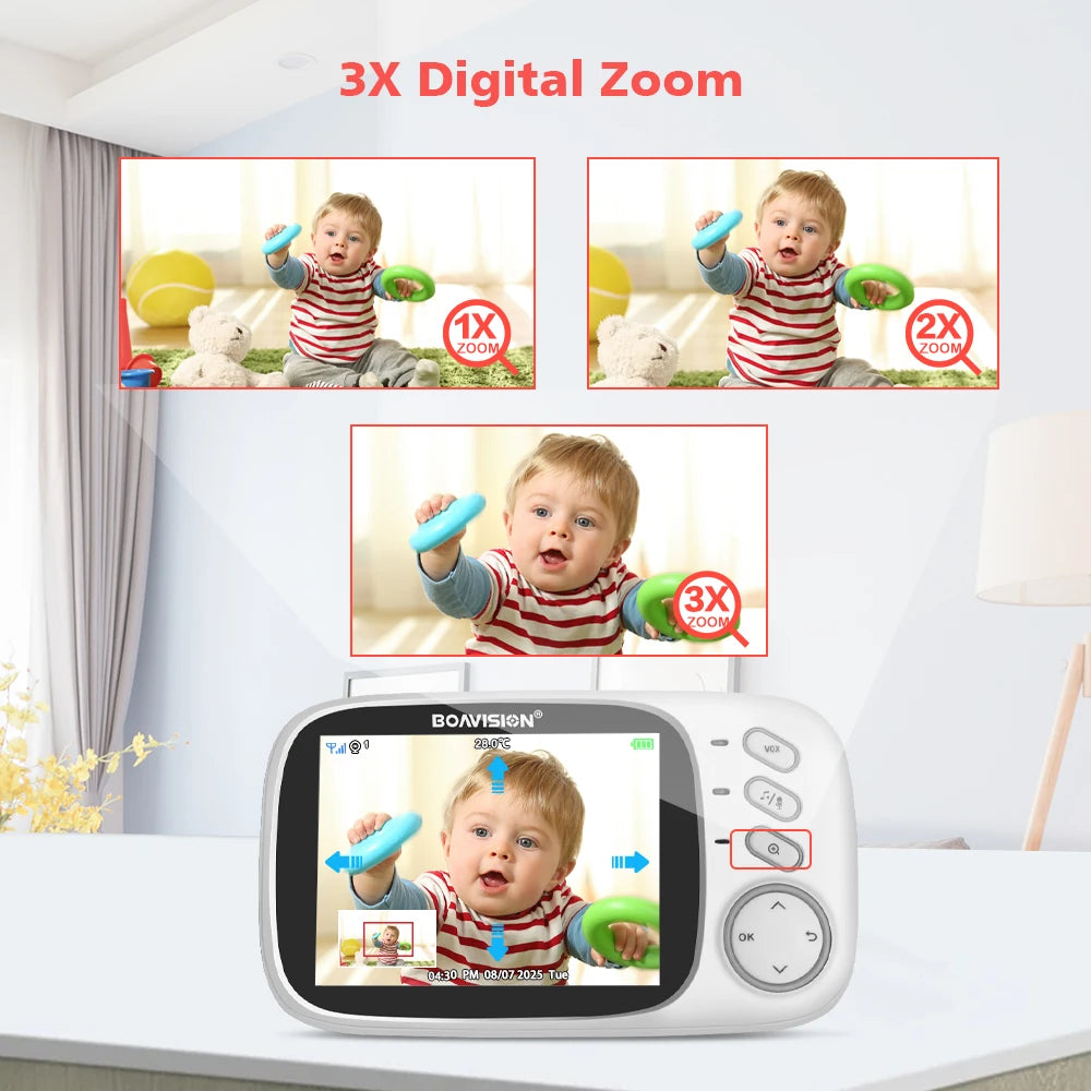 VB603 Video Baby Monitor 2.4G Wireless With 3.2 Inches LCD 2 Way Audio Talk Night Vision Surveillance Security Camera Babysitter - ZOOMNSTORE