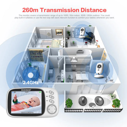 VB603 Video Baby Monitor 2.4G Wireless With 3.2 Inches LCD 2 Way Audio Talk Night Vision Surveillance Security Camera Babysitter - ZOOMNSTORE