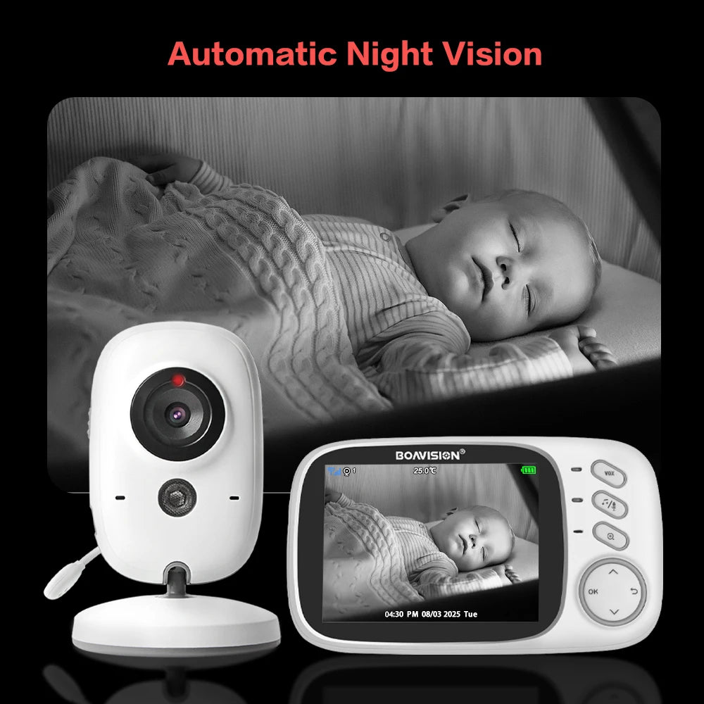 VB603 Video Baby Monitor 2.4G Wireless With 3.2 Inches LCD 2 Way Audio Talk Night Vision Surveillance Security Camera Babysitter - ZOOMNSTORE