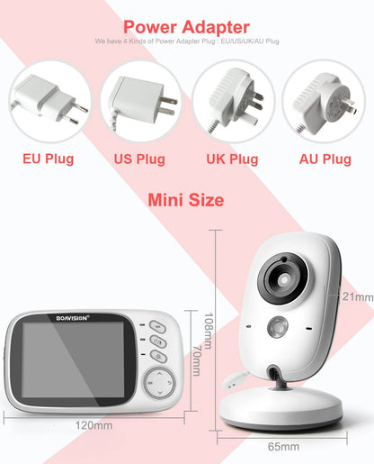 VB603 Video Baby Monitor 2.4G Wireless With 3.2 Inches LCD 2 Way Audio Talk Night Vision Surveillance Security Camera Babysitter - ZOOMNSTORE