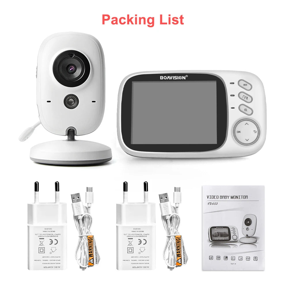 VB603 Video Baby Monitor 2.4G Wireless With 3.2 Inches LCD 2 Way Audio Talk Night Vision Surveillance Security Camera Babysitter - ZOOMNSTORE