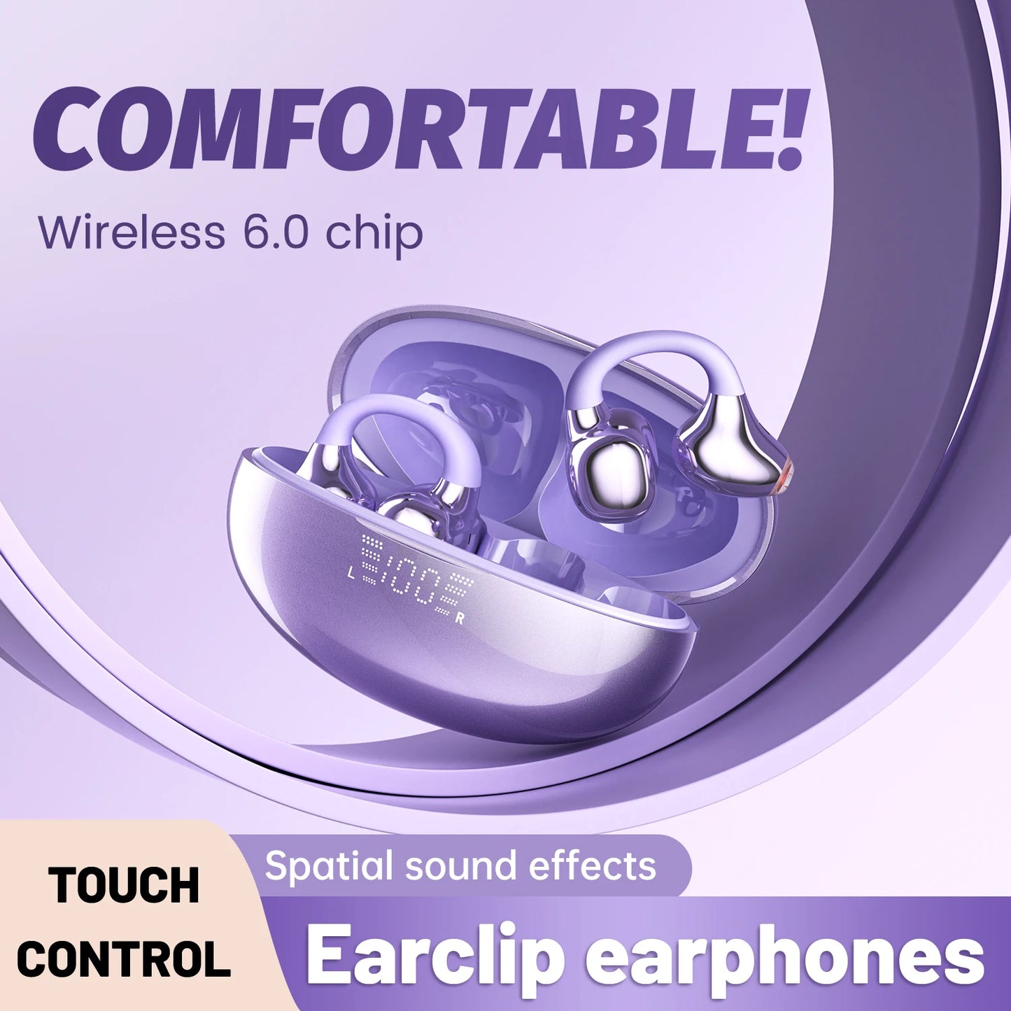 Wireless Bluetooth Earphones - Ear Clip Headphones With Noise Cancelling & Waterproof - ZOOMNSTORE