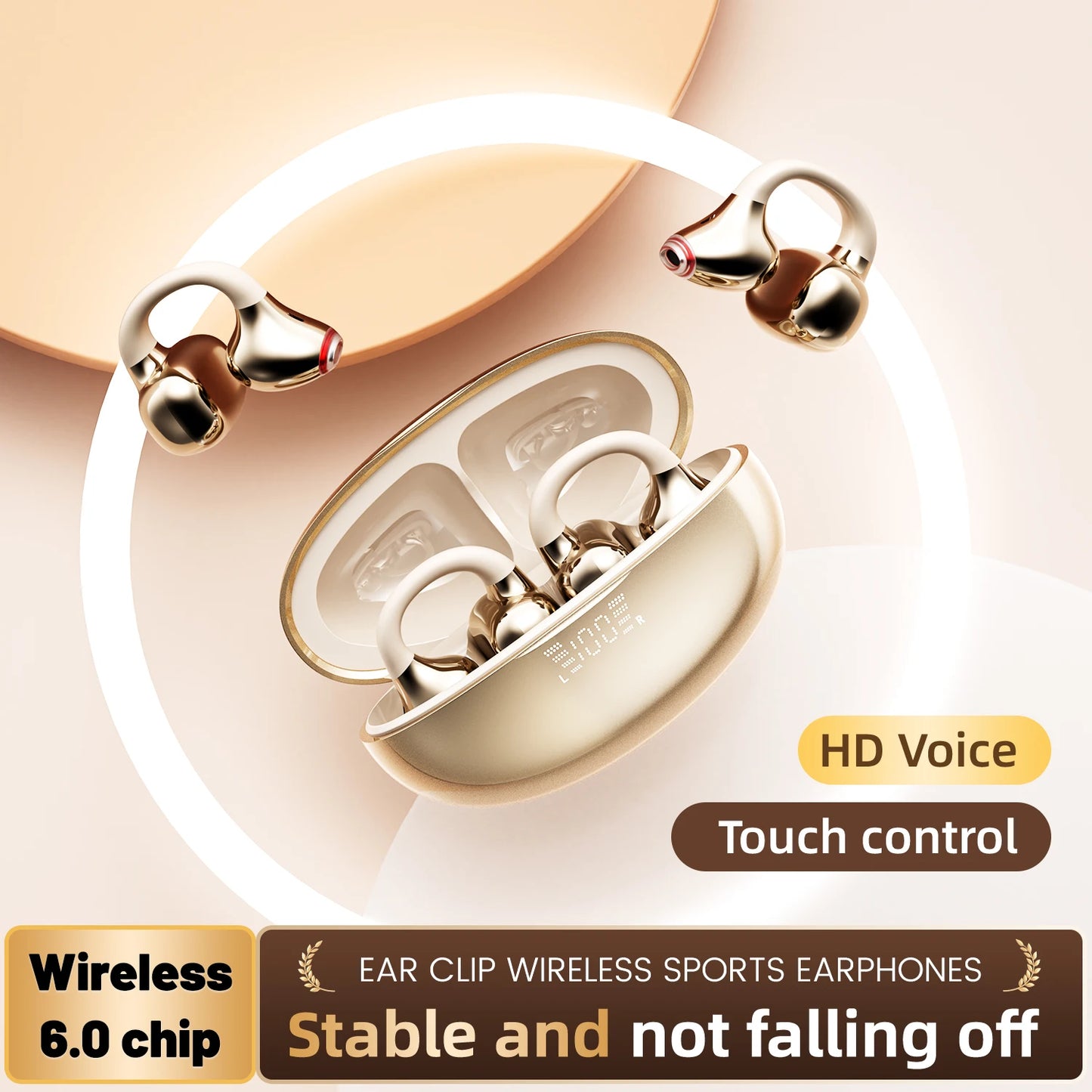 Wireless Bluetooth Earphones - Ear Clip Headphones With Noise Cancelling & Waterproof - ZOOMNSTORE