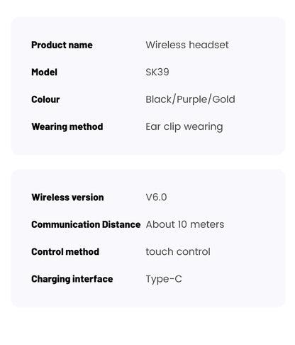 Wireless Bluetooth Earphones - Ear Clip Headphones With Noise Cancelling & Waterproof - ZOOMNSTORE
