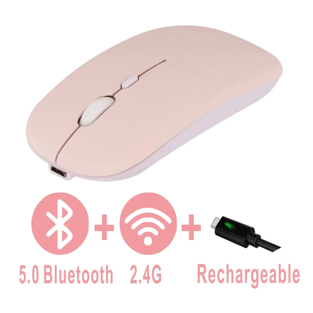 Wireless Rechargeable Bluetooth Gaming Mouse - Ergonomic Dual Mode 52 Silent USB for PC Laptops - ZOOMNSTORE