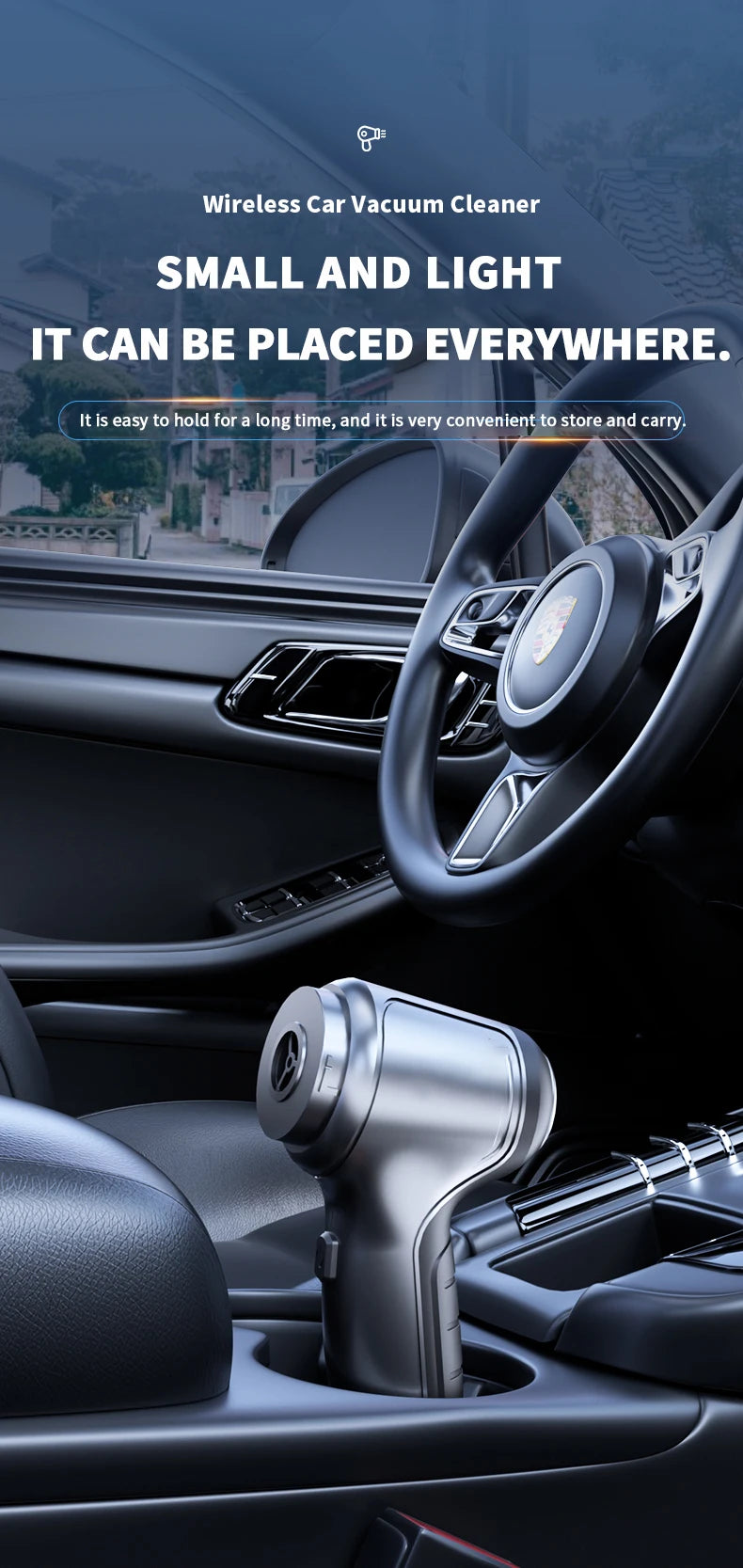 Wireless Car Vacuum | Handheld Vacuum Cleaner With Powerful Suction & Brushless Motor - ZOOMNSTORE