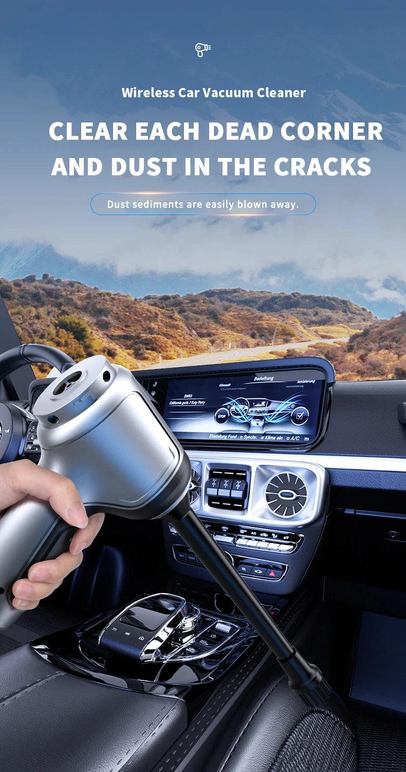 Wireless Car Vacuum | Handheld Vacuum Cleaner With Powerful Suction & Brushless Motor - ZOOMNSTORE
