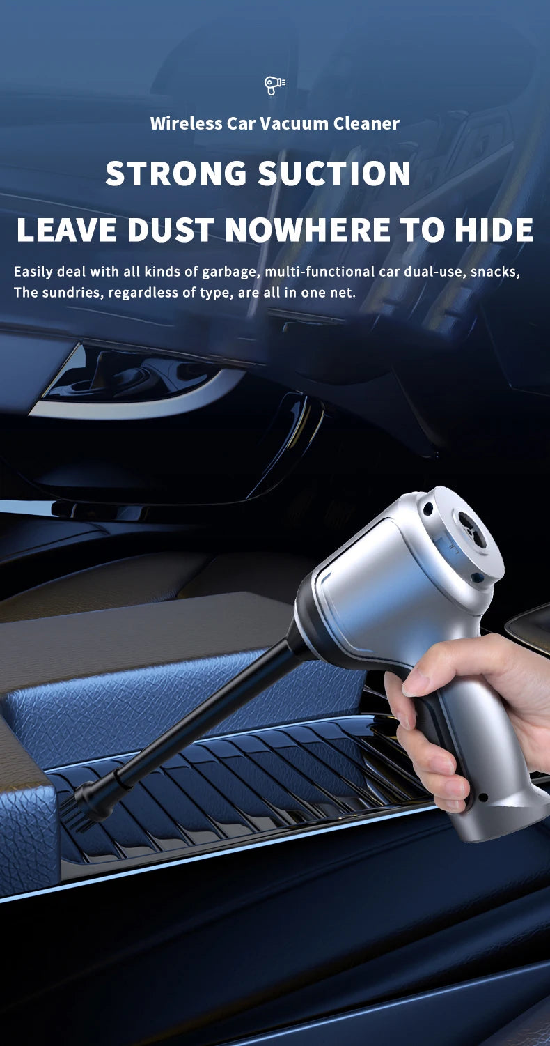 Wireless Car Vacuum | Handheld Vacuum Cleaner With Powerful Suction & Brushless Motor - ZOOMNSTORE