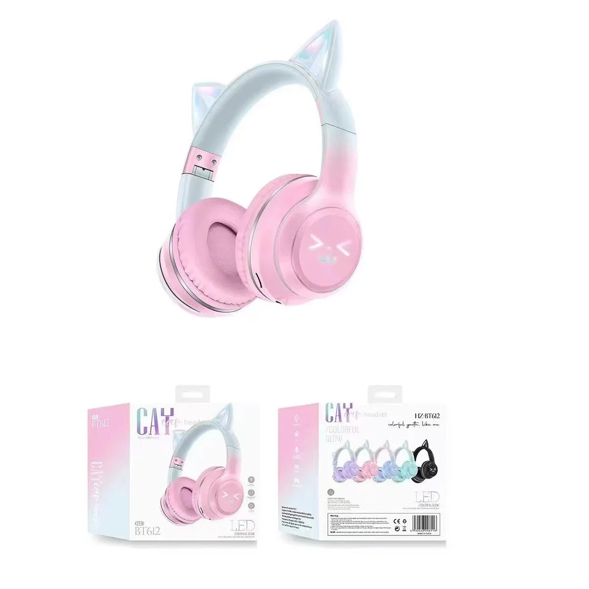 Wireless Cat Ear Headphones – Kids Gaming Headset With Microphone & RGB Lights - ZOOMNSTORE