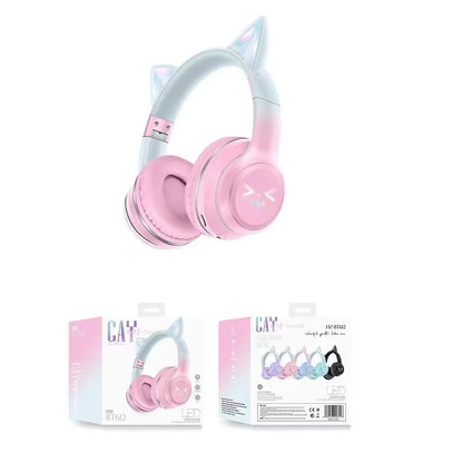 Wireless Cat Ear Headphones – Kids Gaming Headset With Microphone & RGB Lights - ZOOMNSTORE