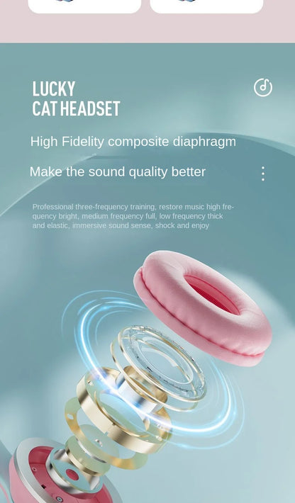 Wireless Cat Ear Headphones – Kids Gaming Headset With Microphone & RGB Lights - ZOOMNSTORE