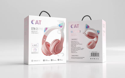 Wireless Cat Ear Headphones – Kids Gaming Headset With Microphone & RGB Lights - ZOOMNSTORE
