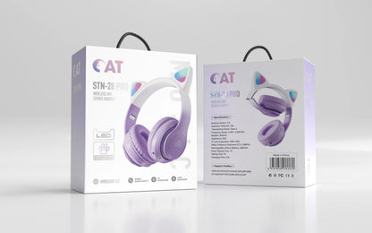 Wireless Cat Ear Headphones – Kids Gaming Headset With Microphone & RGB Lights - ZOOMNSTORE