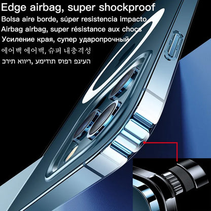 Wireless Charging Clear Phone Case - Shockproof Magnetic Cover for iPhone 11 12 13 14 15 16 17 Pro Max - ZOOMNSTORE