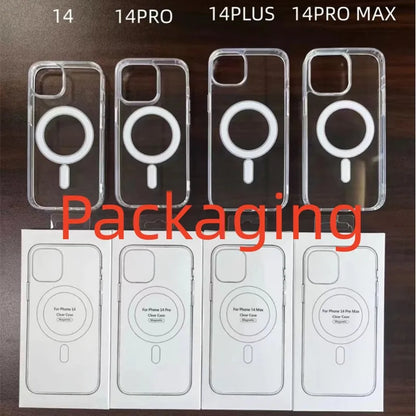 Wireless Charging Clear Phone Case - Shockproof Magnetic Cover for iPhone 11 12 13 14 15 16 17 Pro Max - ZOOMNSTORE
