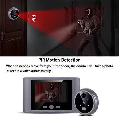 Wireless Door Viewer - Smart Doorbell Camera with 2.8in LCD Screen & PIR Motion Sensor - ZOOMNSTORE