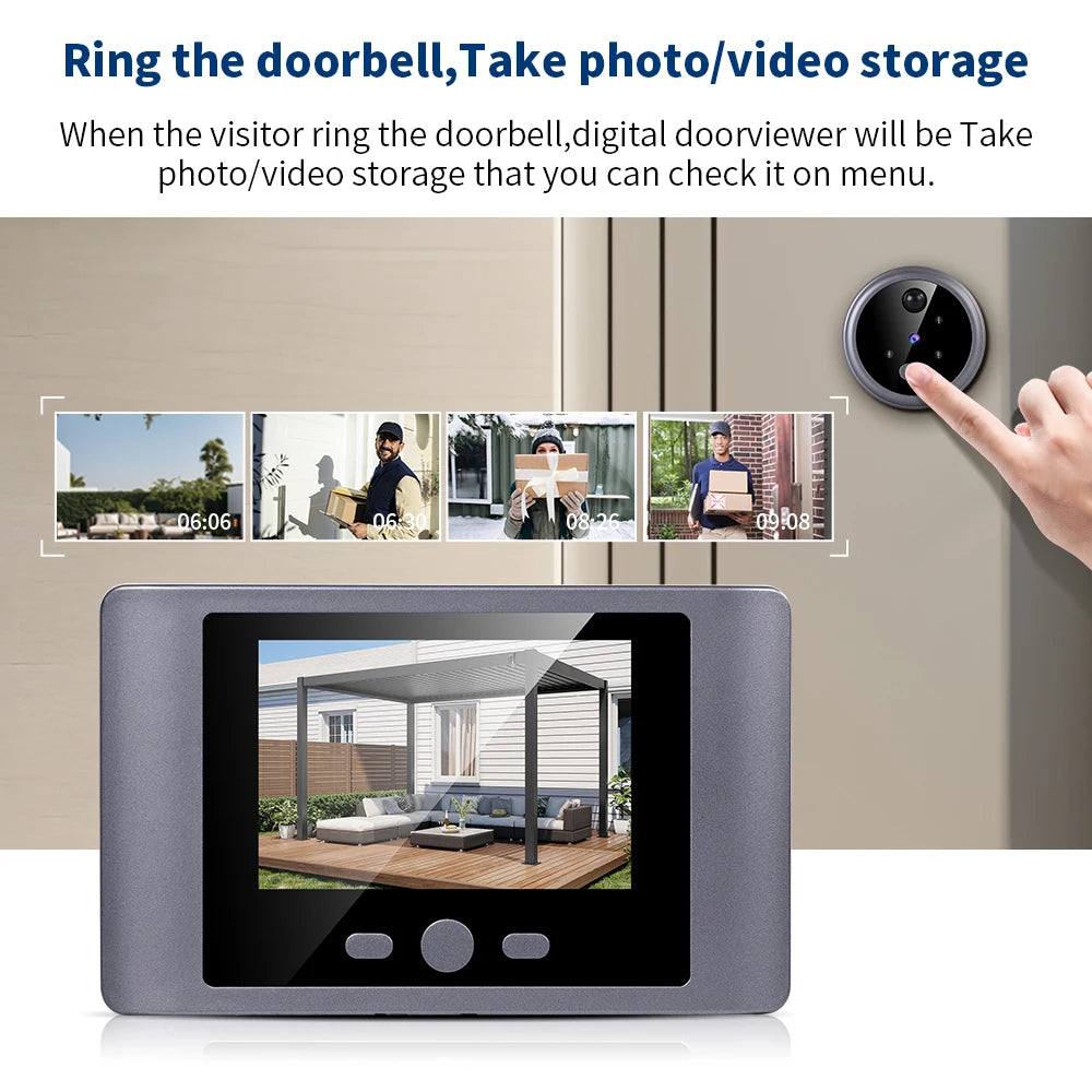 Wireless Door Viewer - Smart Doorbell Camera with 2.8in LCD Screen & PIR Motion Sensor - ZOOMNSTORE
