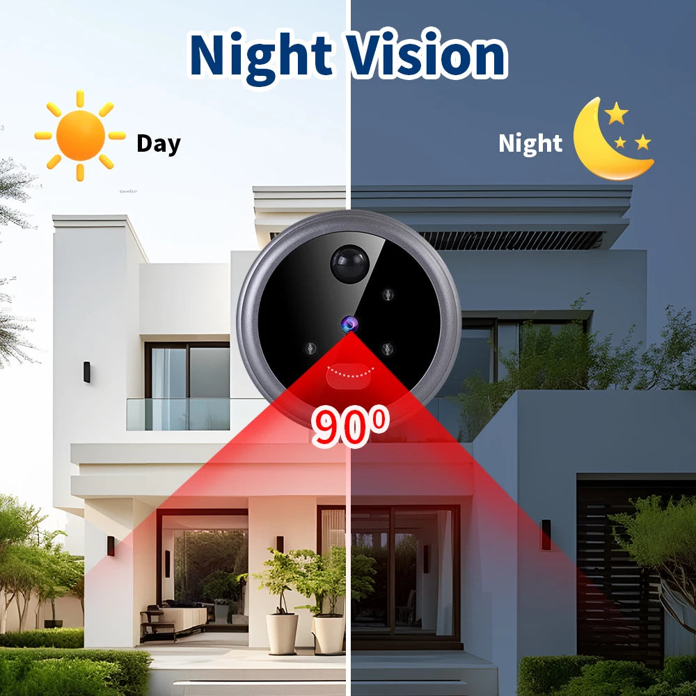 Wireless Door Viewer - Smart Doorbell Camera with 2.8in LCD Screen & PIR Motion Sensor - ZOOMNSTORE