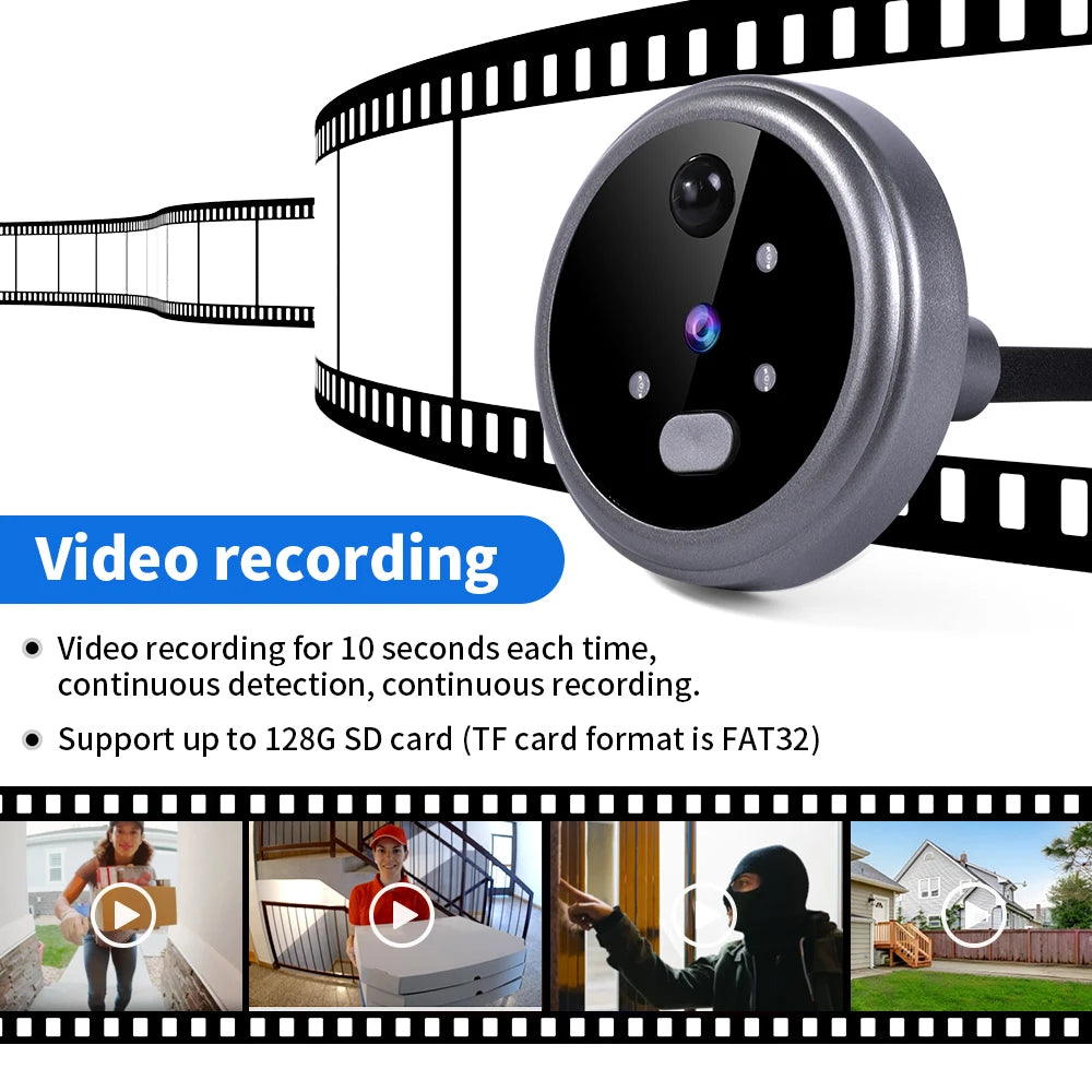 Wireless Door Viewer - Smart Doorbell Camera with 2.8in LCD Screen & PIR Motion Sensor - ZOOMNSTORE