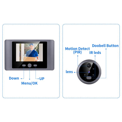 Wireless Door Viewer - Smart Doorbell Camera with 2.8in LCD Screen & PIR Motion Sensor - ZOOMNSTORE