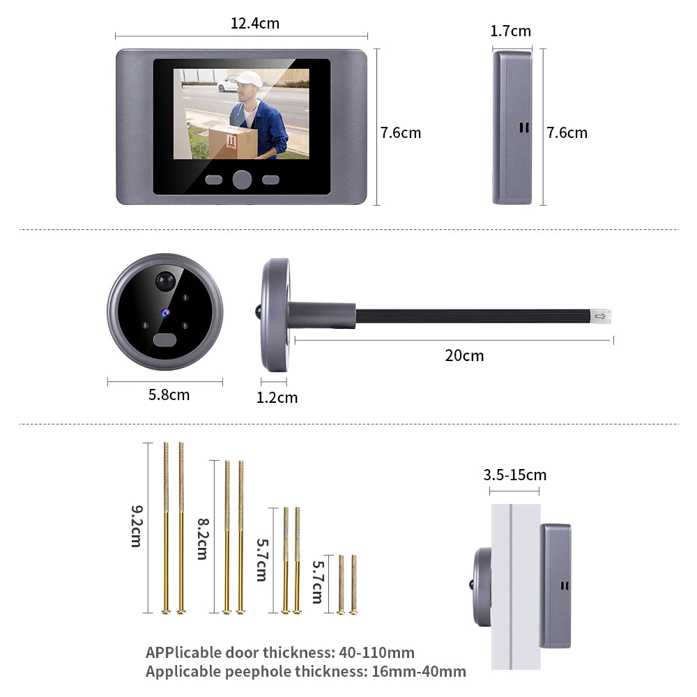 Wireless Door Viewer - Smart Doorbell Camera with 2.8in LCD Screen & PIR Motion Sensor - ZOOMNSTORE