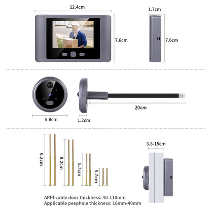 Wireless Door Viewer - Smart Doorbell Camera with 2.8in LCD Screen & PIR Motion Sensor - ZOOMNSTORE