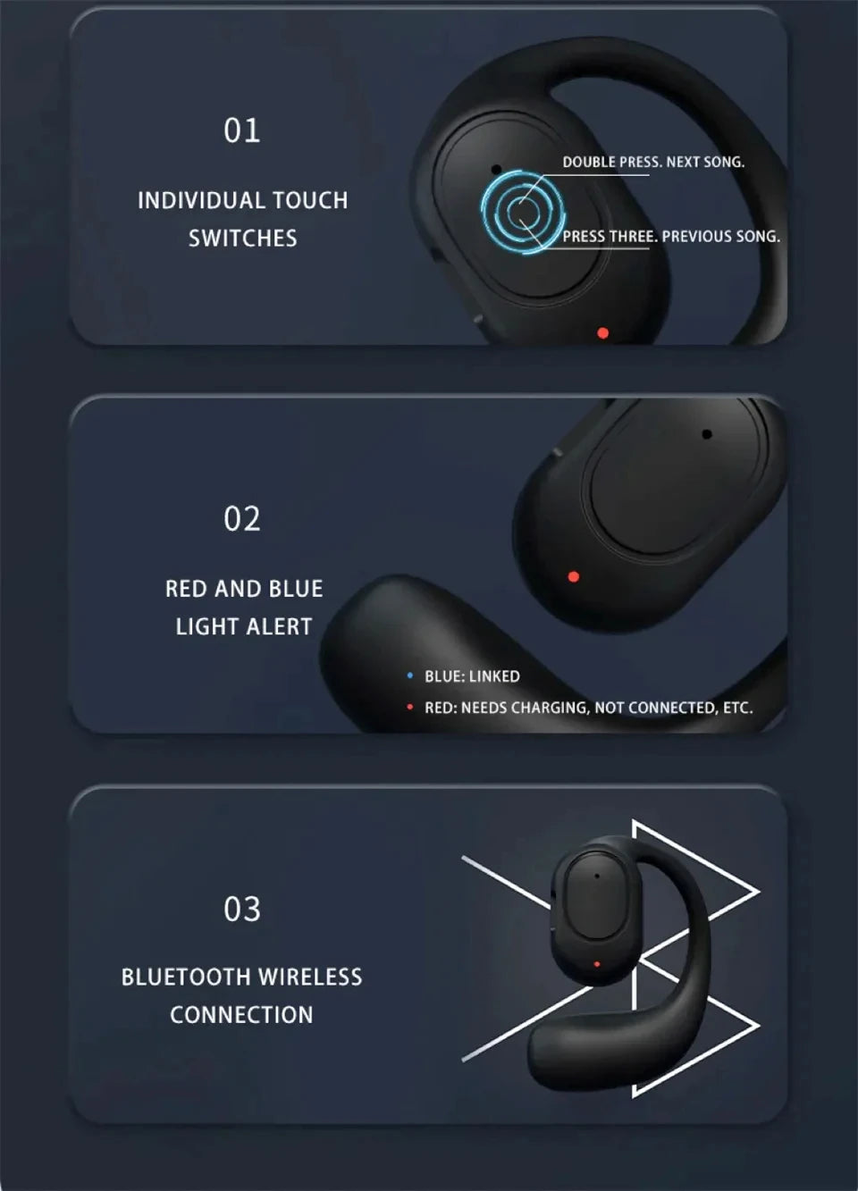 Wireless Ear Buds | Waterproof Bluetooth 5.3 Earhook Earphones for Running - ZOOMNSTORE