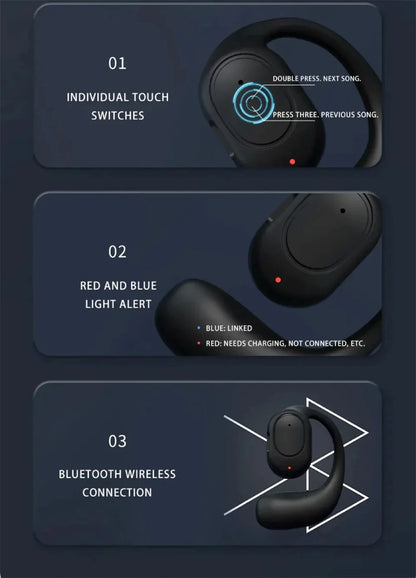 Wireless Ear Buds | Waterproof Bluetooth 5.3 Earhook Earphones for Running - ZOOMNSTORE