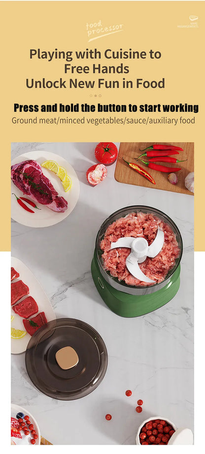 Mini Wireless Electric Garlic Press  Food Shredder - USB Rechargeable Kitchen Grinder - ZOOMNSTORE