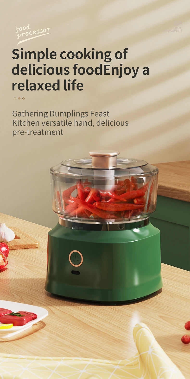 Mini Wireless Electric Garlic Press  Food Shredder - USB Rechargeable Kitchen Grinder - ZOOMNSTORE