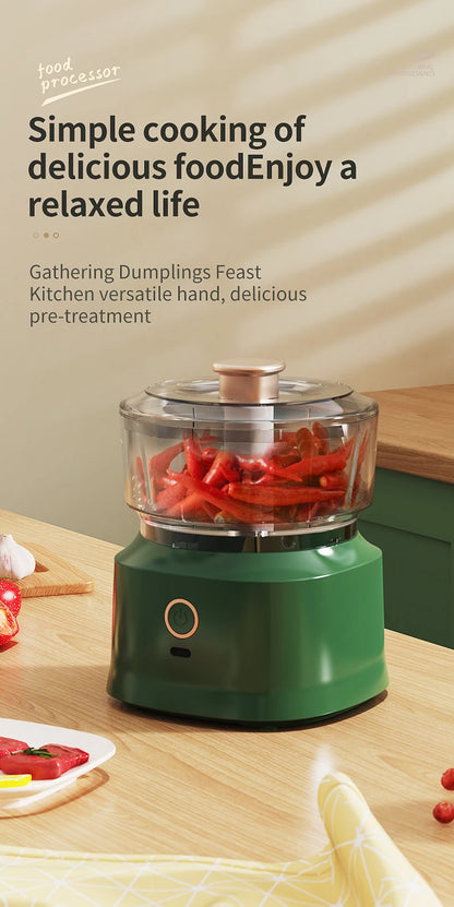 Mini Wireless Electric Garlic Press  Food Shredder - USB Rechargeable Kitchen Grinder - ZOOMNSTORE